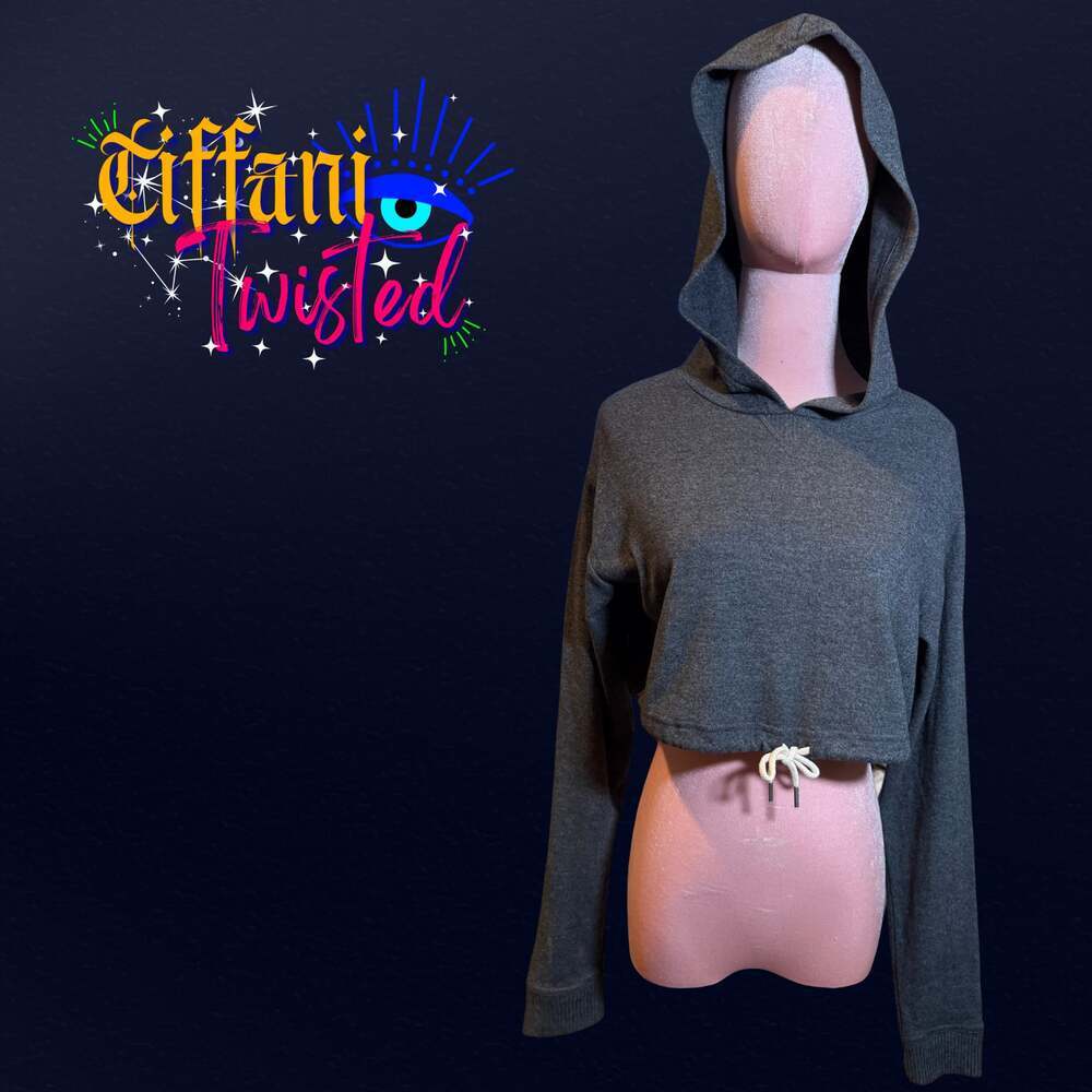 Out From Under Urban Outfitters Cropped Hoodie | Gray | Drawstring Hem | Size M